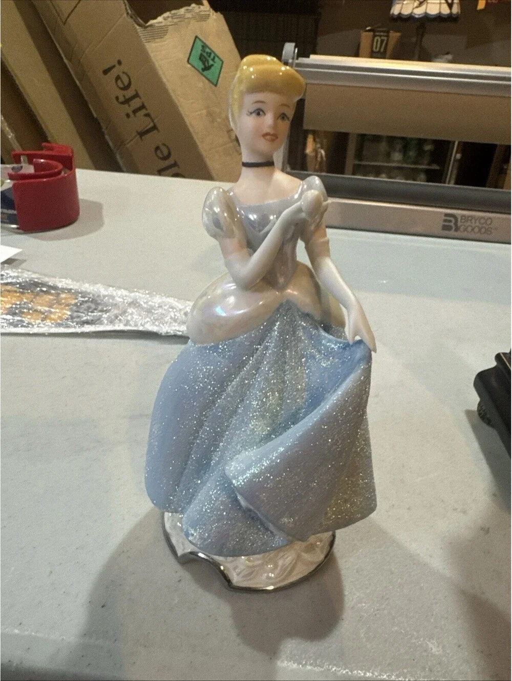 Disney Cinderella Figurine Blue Glitter Dress White Gloves 7-9.9